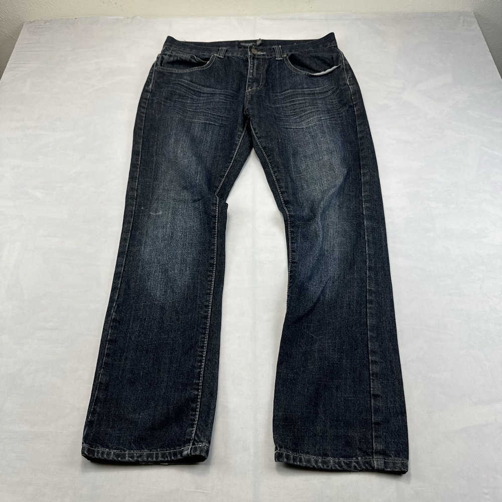 Gioberti Mens Jeans 34x30 Dark Wash Blue Denim Straight Leg Faded